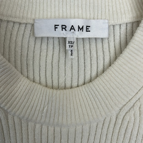 FRAME Denim Shrunken Rib Crew Short Sleeve Sweater in Pink Clay Multi size XS - Picture 2 of 12